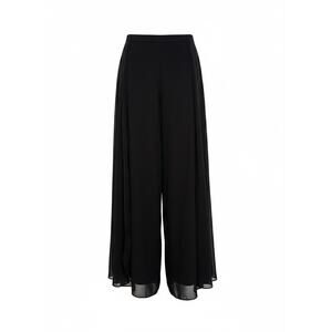 MSK Woman Chiffon Overlay Palazzo Pants 1X Black Wide Leg Evening Pants